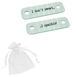 I Don't Sweat I Sparkle! Metal Brushed Steel Trainer Runner Shoe Lace Tags